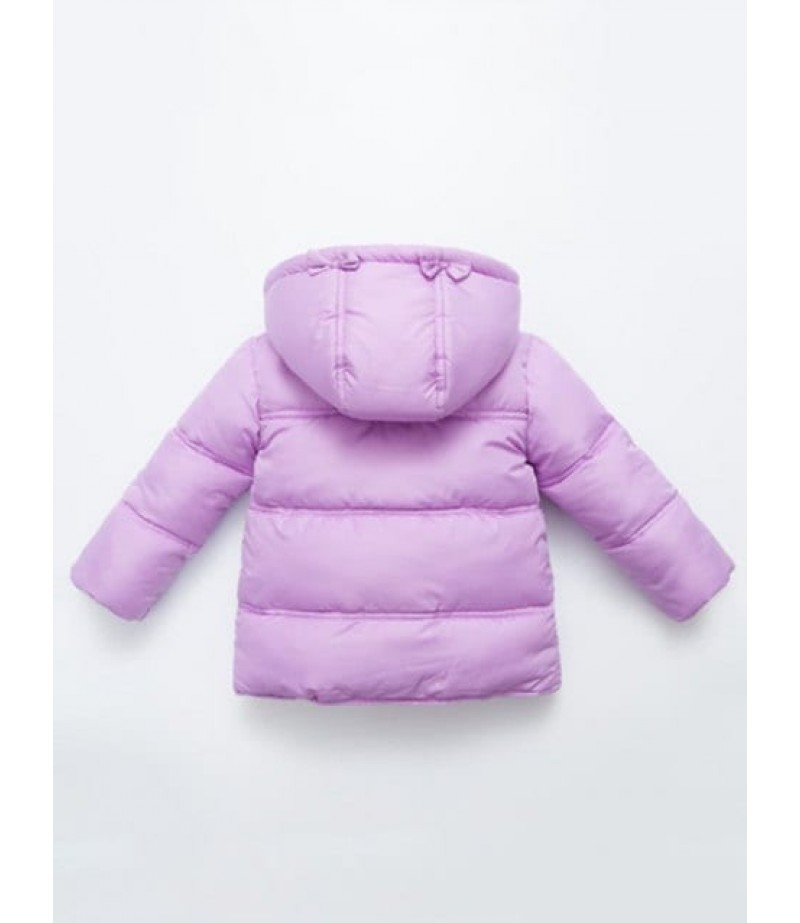 Kids Hooded Bowknot Puffer Jacket