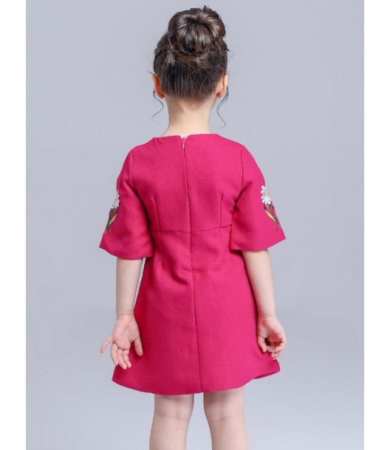 Kids Floral Embroidered Mini Dress