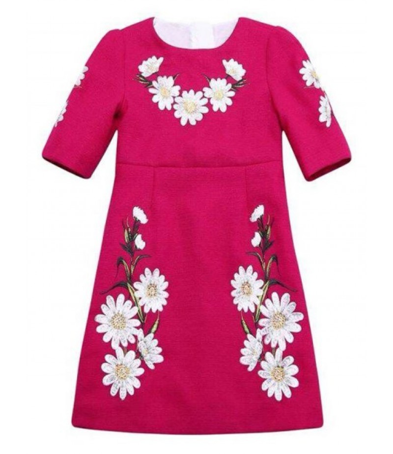 Kids Floral Embroidered Mini Dress