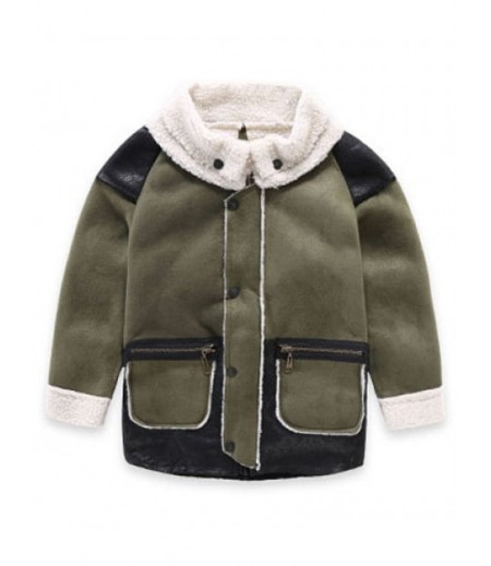 Kids Fuax Leather Fleece Coat