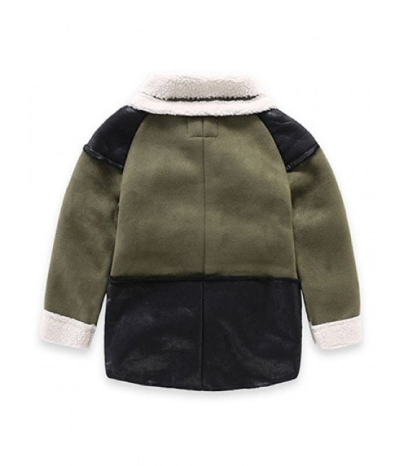 Kids Fuax Leather Fleece Coat