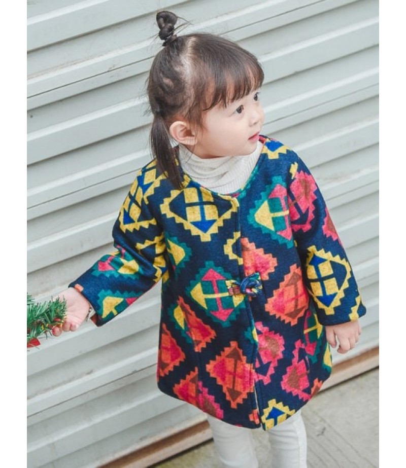 Arrow Geometric Print Quilted Coat