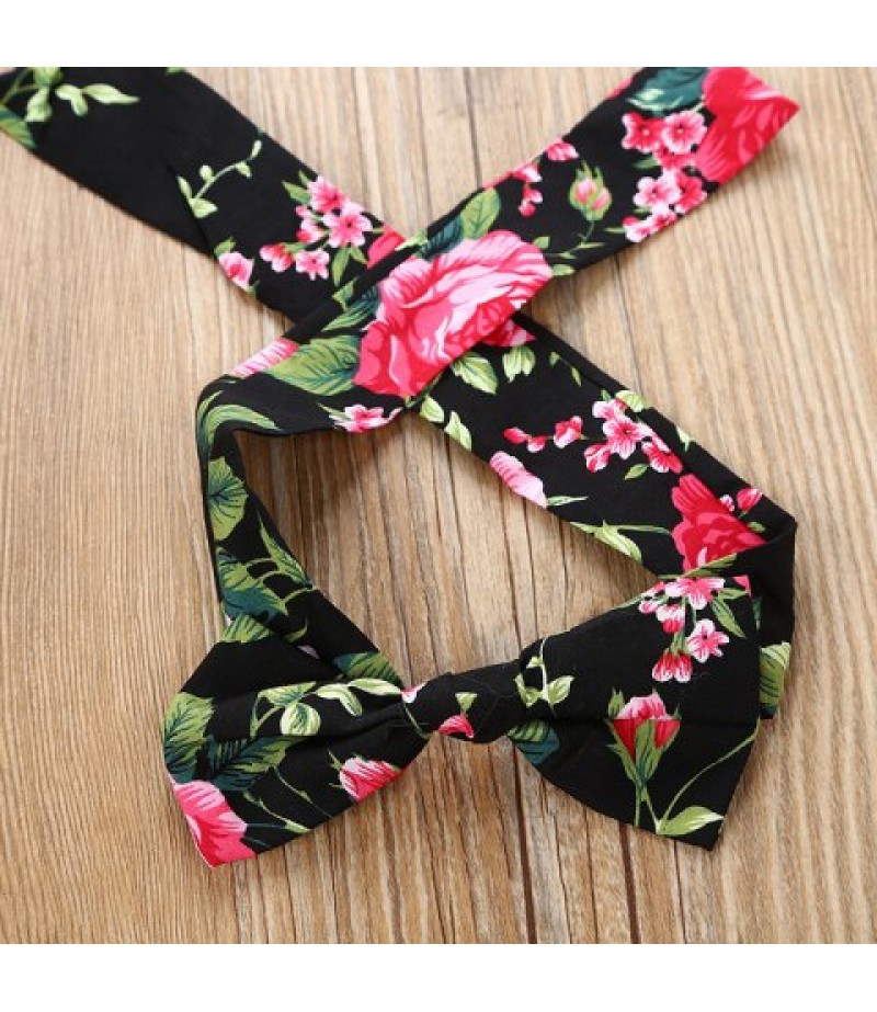 Summer Girl Floral Sling Dress with Bow Tie Hair Band