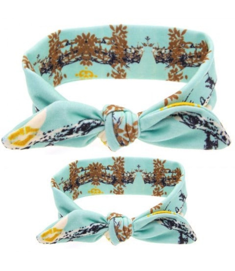 KT048 Printed Parent-child Rabbit Ear Hair Band 2pcs