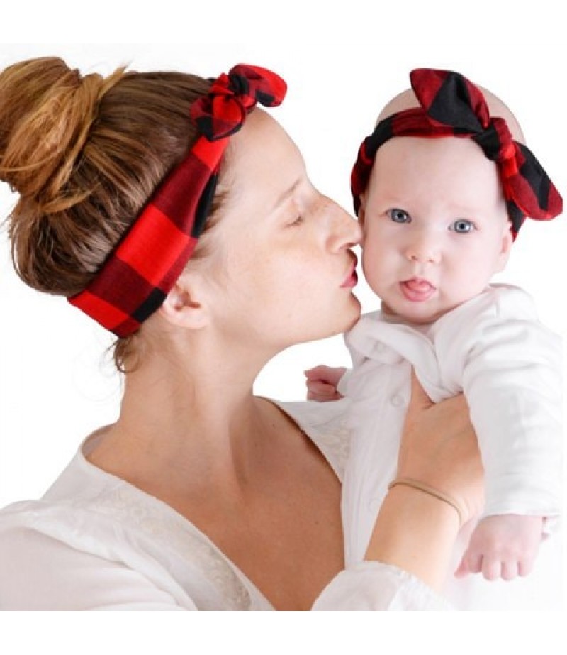 KT048 Printed Parent-child Rabbit Ear Hair Band 2pcs