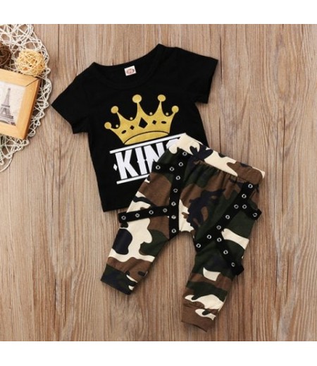 Boys' Top Pants Set Short Sleeve Casual Camouflage