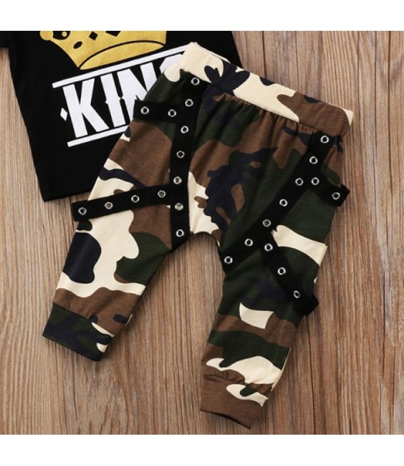 Boys' Top Pants Set Short Sleeve Casual Camouflage