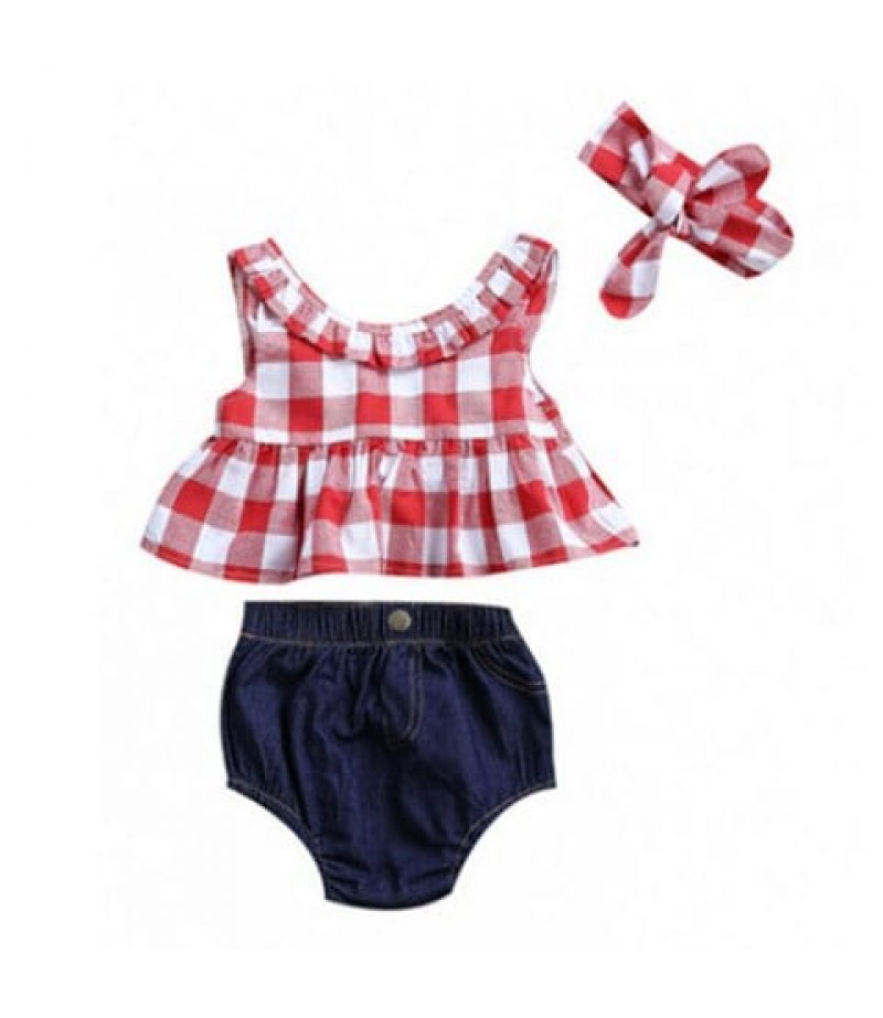 Girl Bow Plaid Split Suit