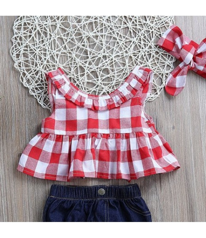 Girl Bow Plaid Split Suit