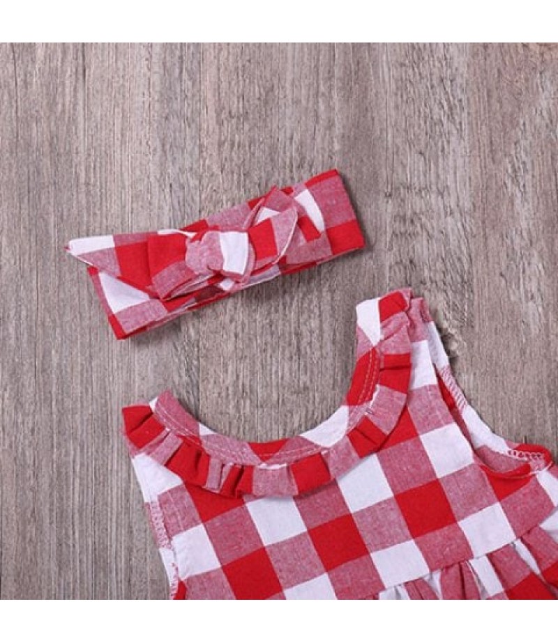 Girl Bow Plaid Split Suit