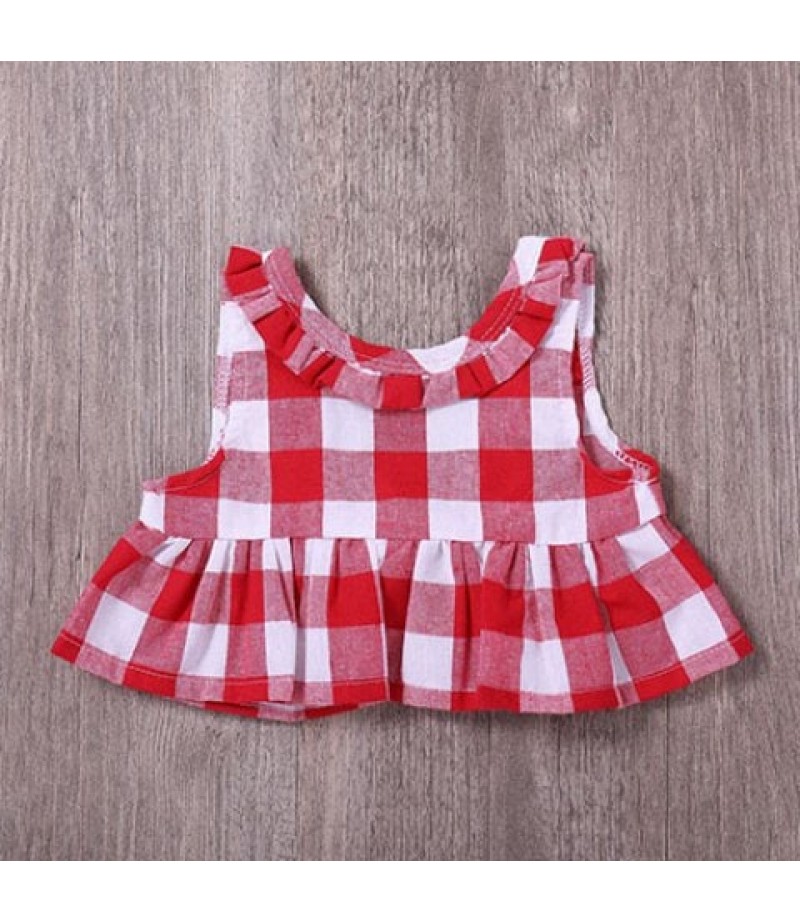 Girl Bow Plaid Split Suit