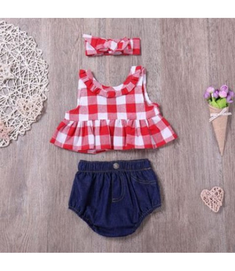 Girl Bow Plaid Split Suit