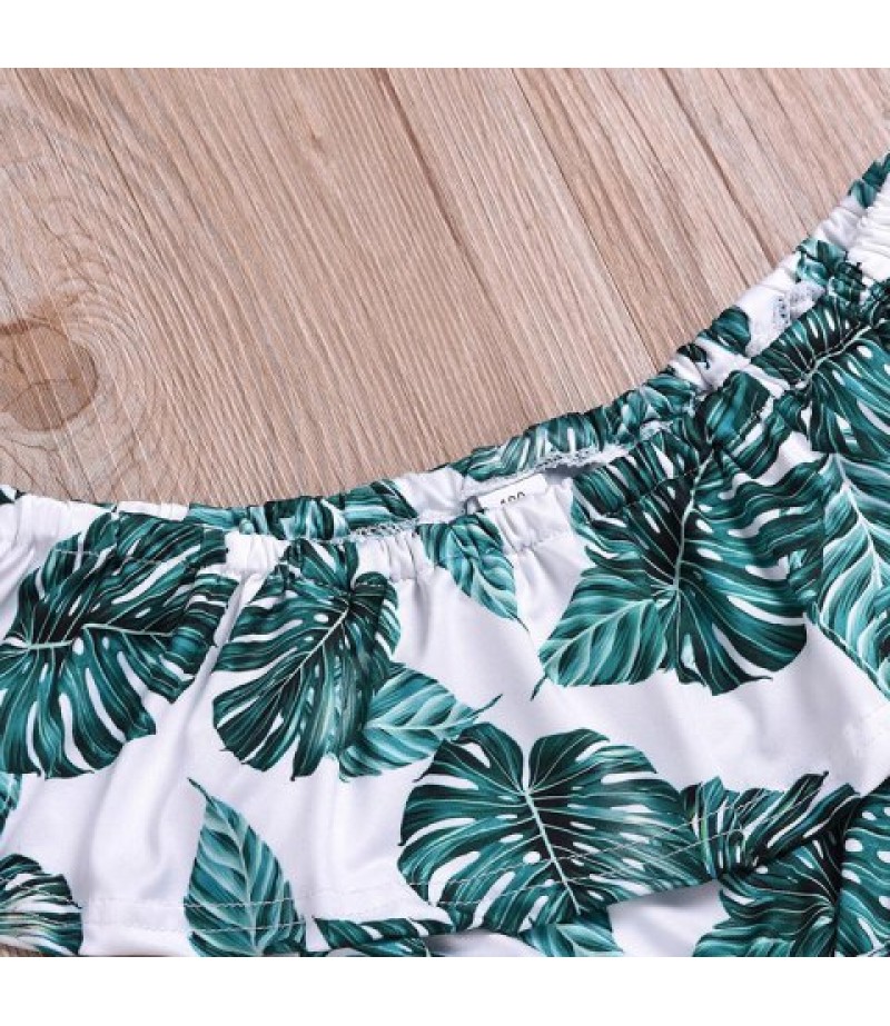 Flat Shoulder Leaf Print Jumpsuit