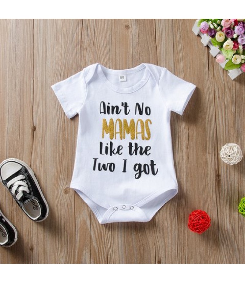 Girl Baby Printing Round Collar Jumpsuit Short Sleeve