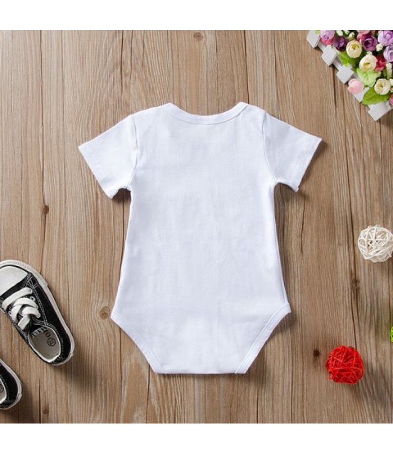 Girl Baby Printing Round Collar Jumpsuit Short Sleeve