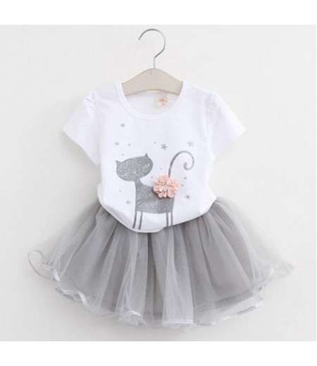 MAIDUOBAO Girl 3D Print Two-piece T-shirt and Dress Suit