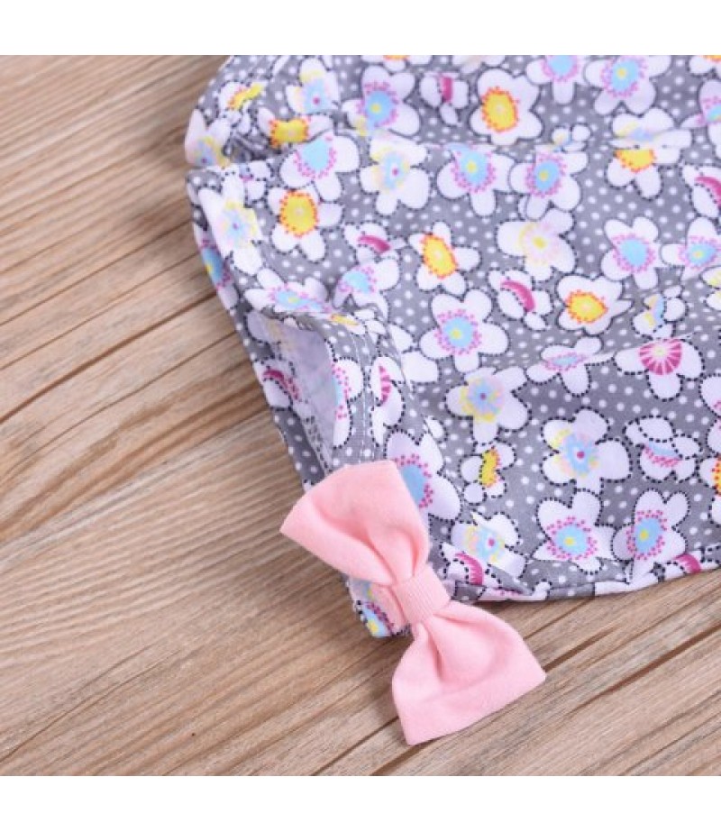 Girls Print T-shirt Flower Shorts Suit