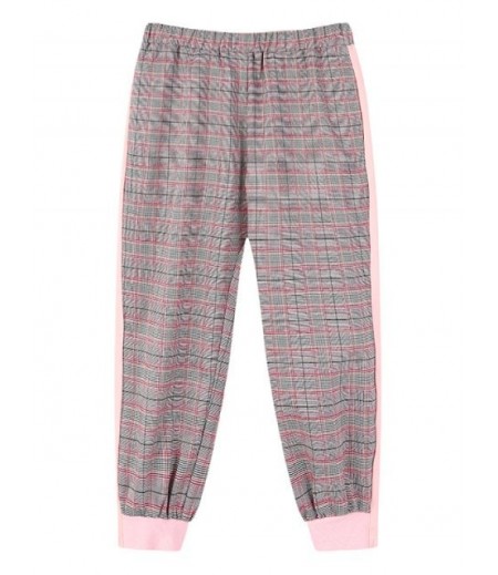 Girls Plaid Print High Waist Casual Jogger Pants