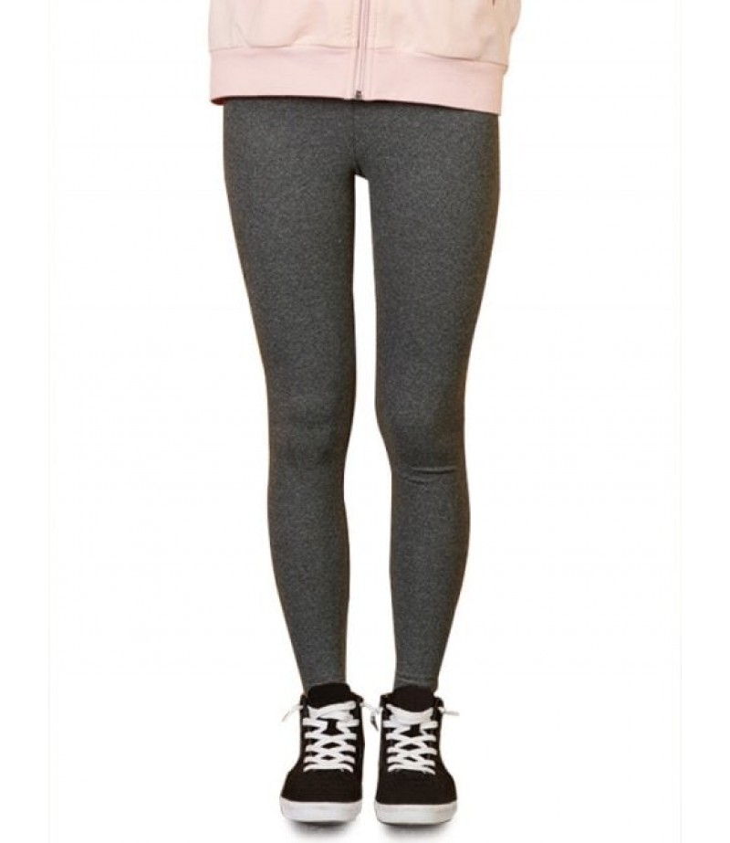 Girls Elastic Waist Heathered Skinny Leggings