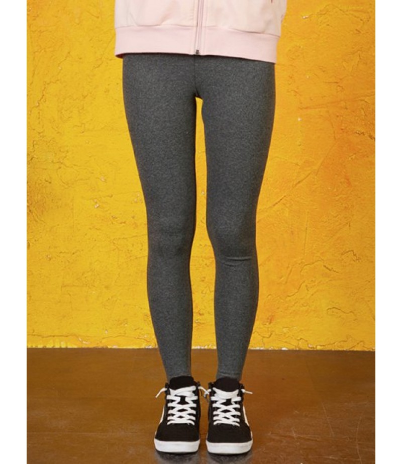 Girls Elastic Waist Heathered Skinny Leggings