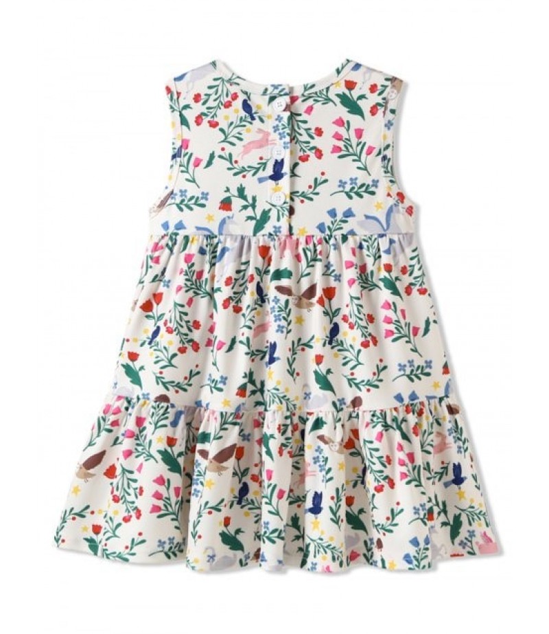 Girls Printed Ruffle Hem Sleeveless A Line Dress