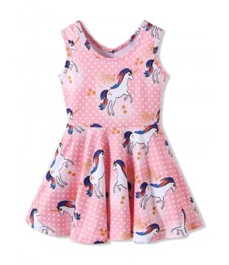 Girls Unicorn Polka Dot Print High Waist Dress