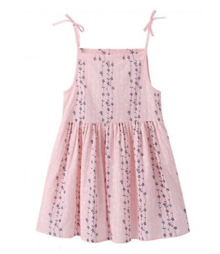 Girls Floral Print Bowknot High Waist A Line Dress