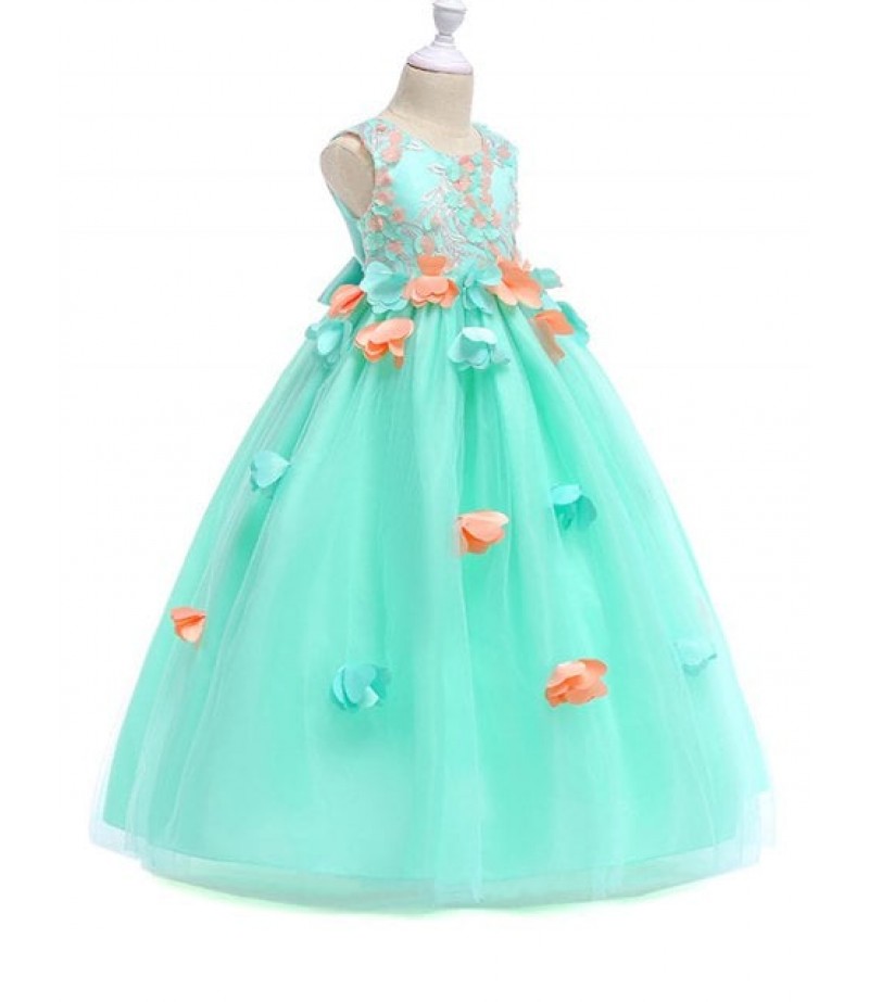 Flower Design Sleeveless A Line Tulle Dress