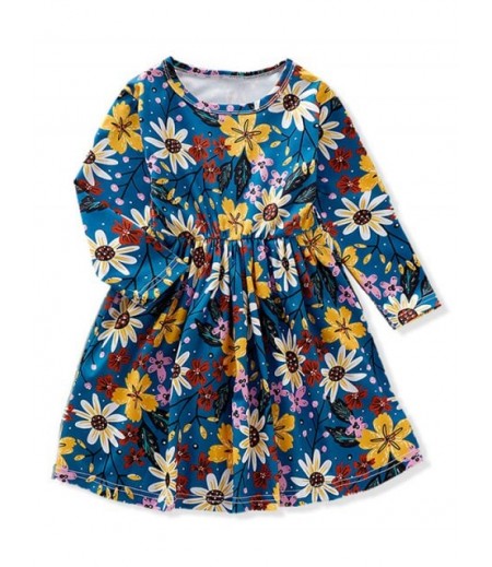 Girls Sunflower Print High Waist A Line Dress